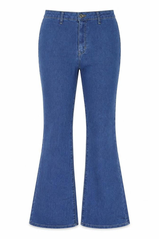 Womens UK Size 12 Boohoo Regular Fit Flared Blue Jeans
