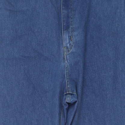 Boohoo Womens Blue Cotton Flared Jeans Size 12 L31 in Regular Button