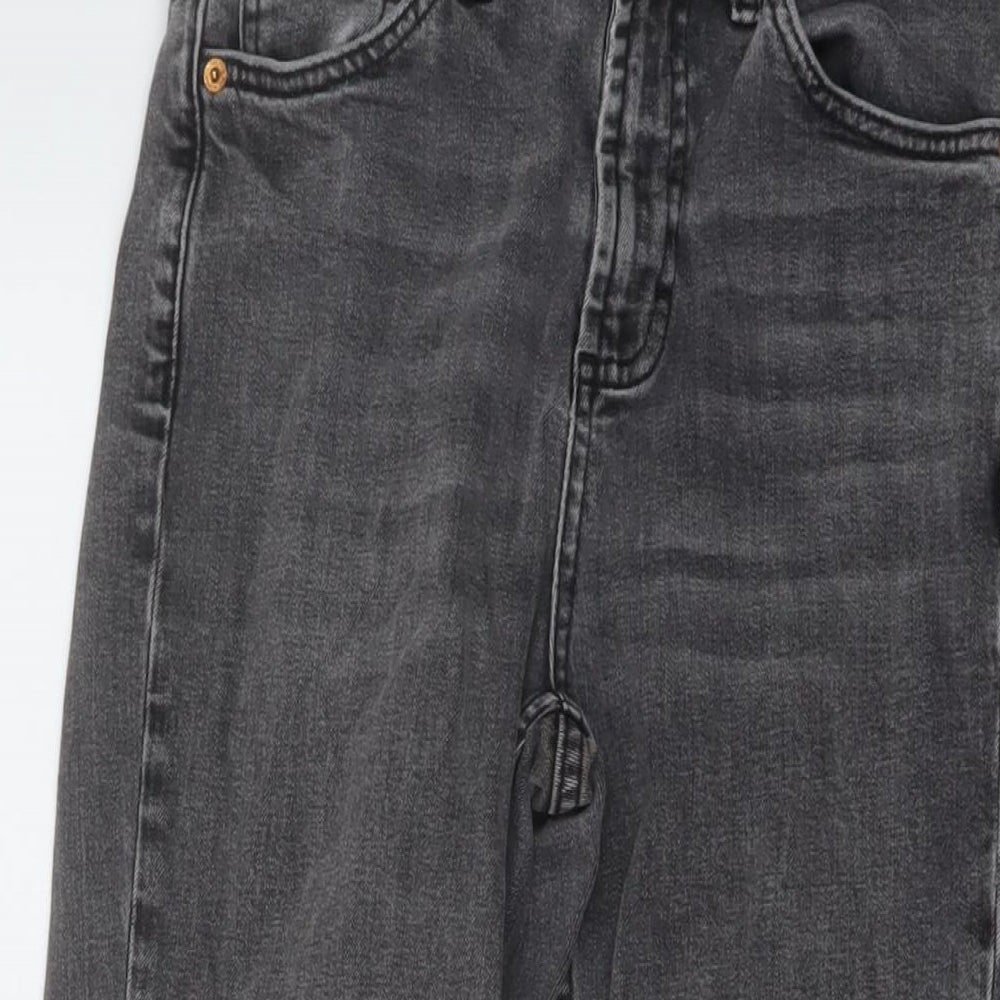 Topshop Womens Grey Cotton Straight Jeans Size 26 in L24 in Regular Button