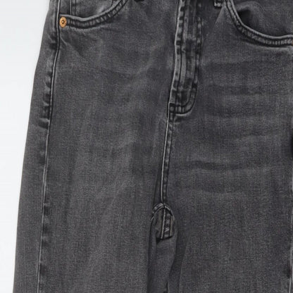 Topshop Womens Grey Cotton Straight Jeans Size 26 in L24 in Regular Button