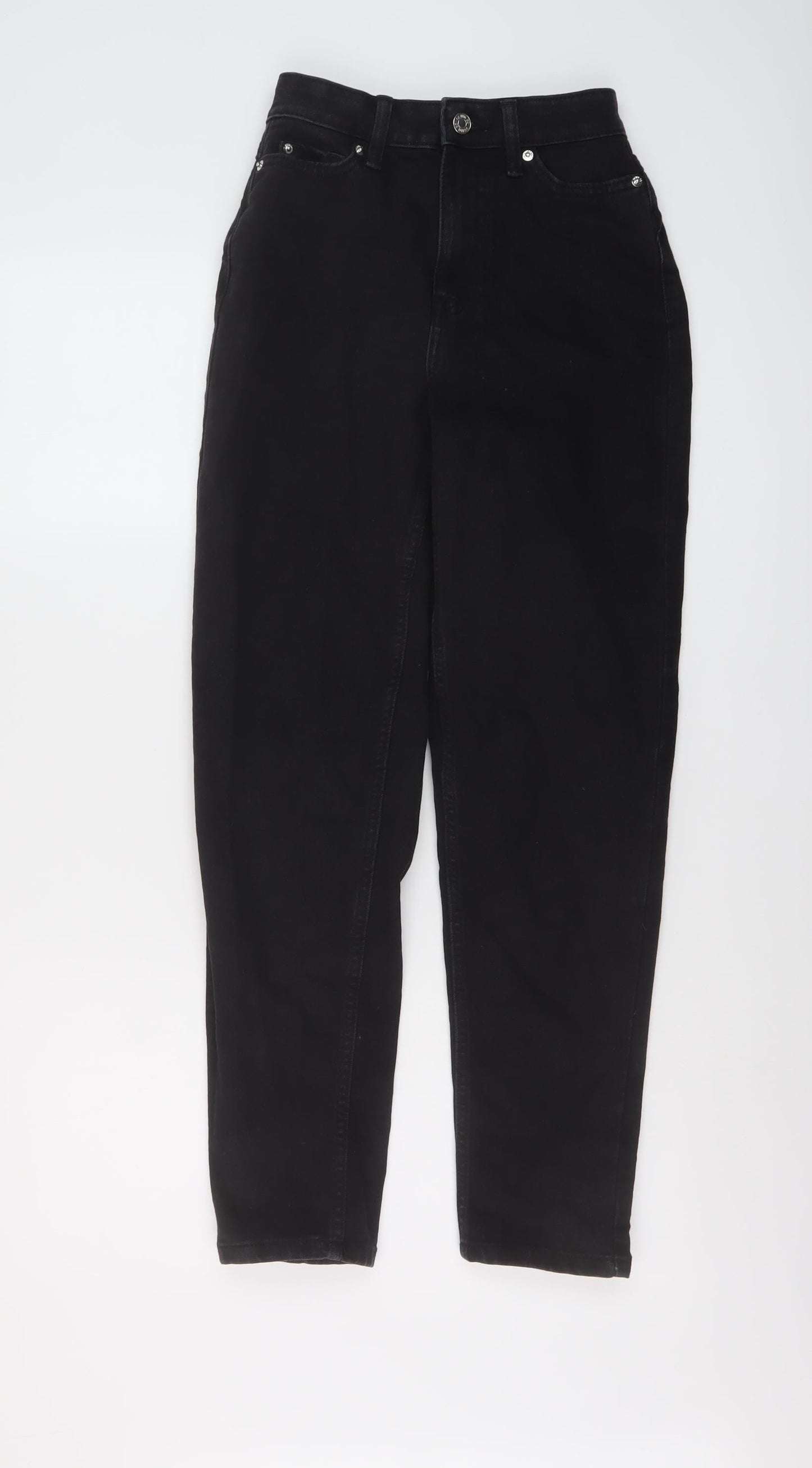 Denim & Co. Womens Black Cotton Mom Jeans Size 4 L27 in Regular Button