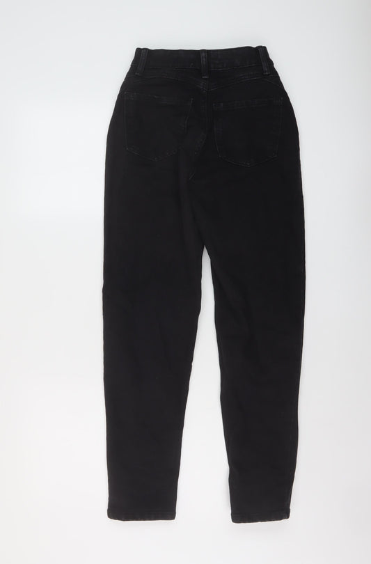 Denim & Co. Womens Black Cotton Mom Jeans Size 4 L27 in Regular Button