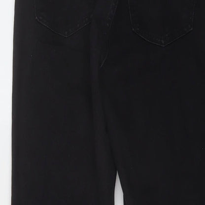 Denim & Co. Womens Black Cotton Mom Jeans Size 4 L27 in Regular Button