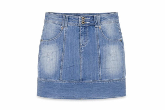 Casual Denim Womens Blue Cotton Mini Skirt Size 8 Button