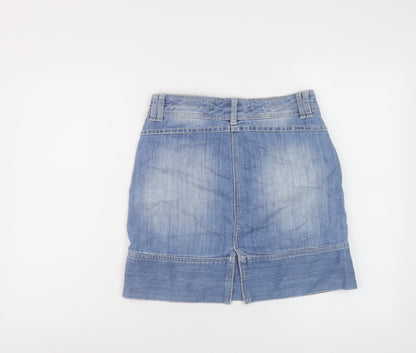 Casual Denim Womens Blue Cotton Mini Skirt Size 8 Button