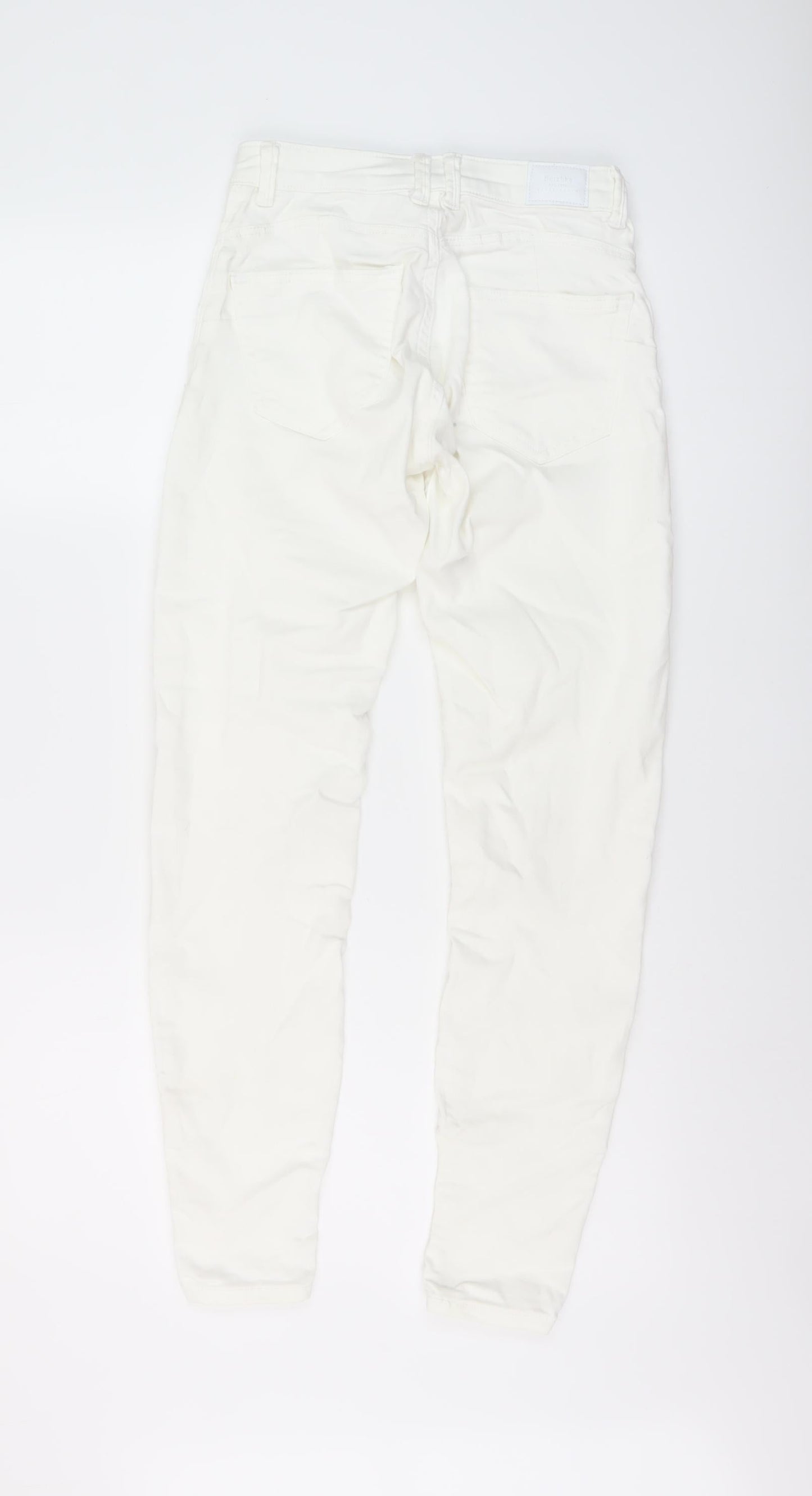 Bershka Womens Ivory Cotton Skinny Jeans Size 8 L28 in Regular Button