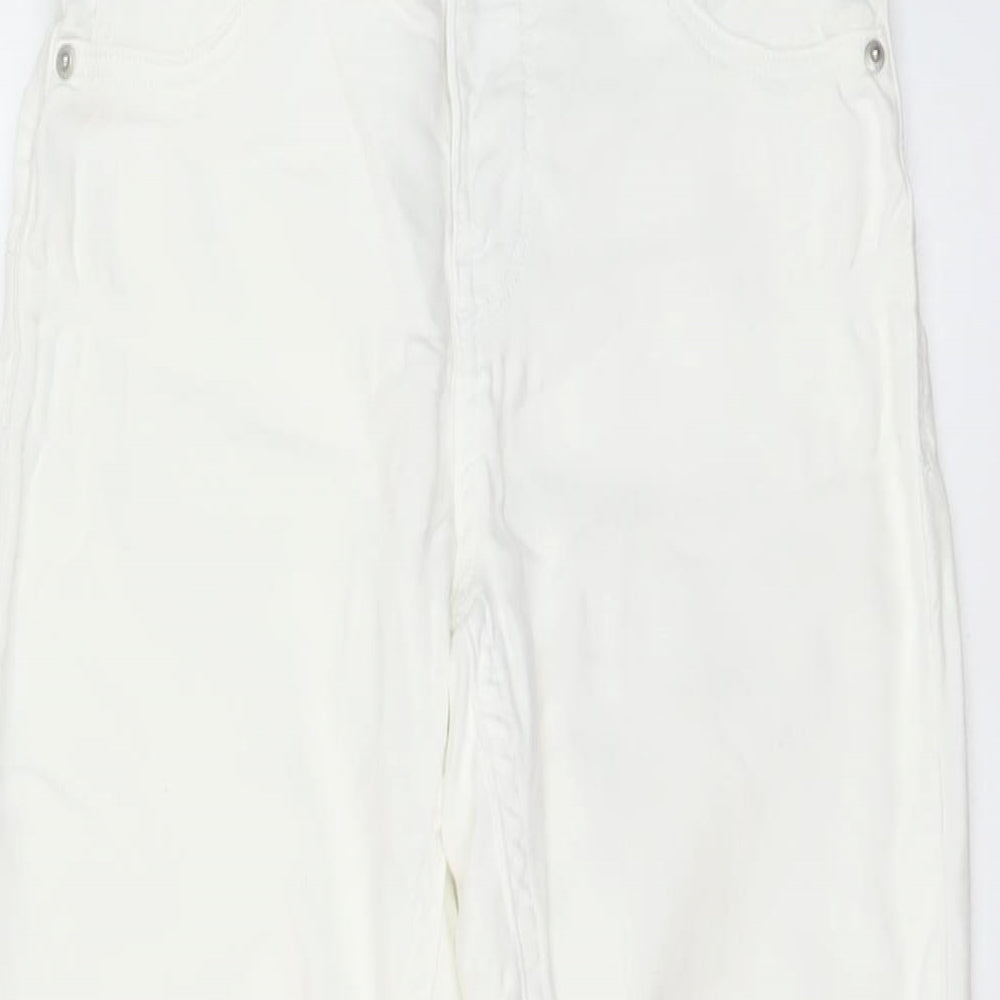 Bershka Womens Ivory Cotton Skinny Jeans Size 8 L28 in Regular Button