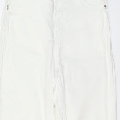 Bershka Womens Ivory Cotton Skinny Jeans Size 8 L28 in Regular Button