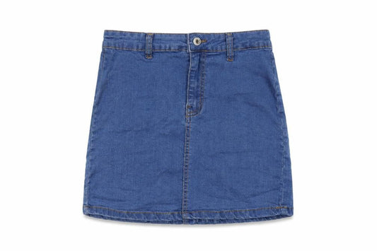 Dont think twice Womens Blue Cotton Mini Skirt Size 8 Button