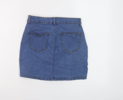 Dont think twice Womens Blue Cotton Mini Skirt Size 8 Button