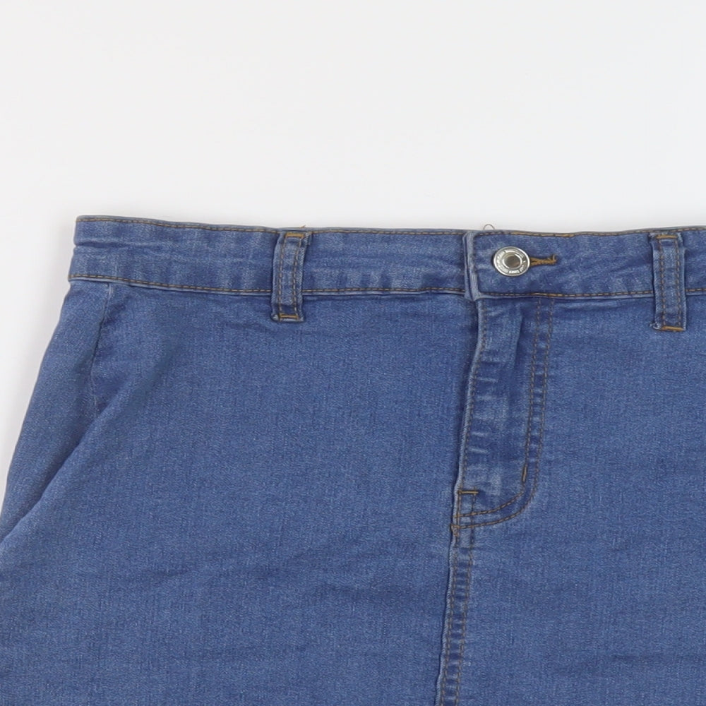 Dont think twice Womens Blue Cotton Mini Skirt Size 8 Button