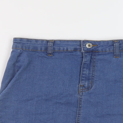 Dont think twice Womens Blue Cotton Mini Skirt Size 8 Button