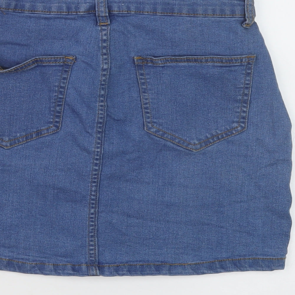 Dont think twice Womens Blue Cotton Mini Skirt Size 8 Button