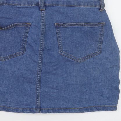 Dont think twice Womens Blue Cotton Mini Skirt Size 8 Button