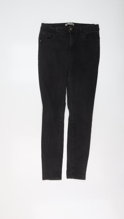 Denim & Co. Womens Black Cotton Skinny Jeans Size 14 L28 in Regular Button