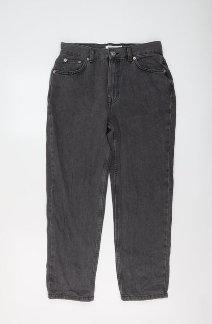 Pull&Bear Womens Grey Cotton Mom Jeans Size 10 L25 in Regular Button