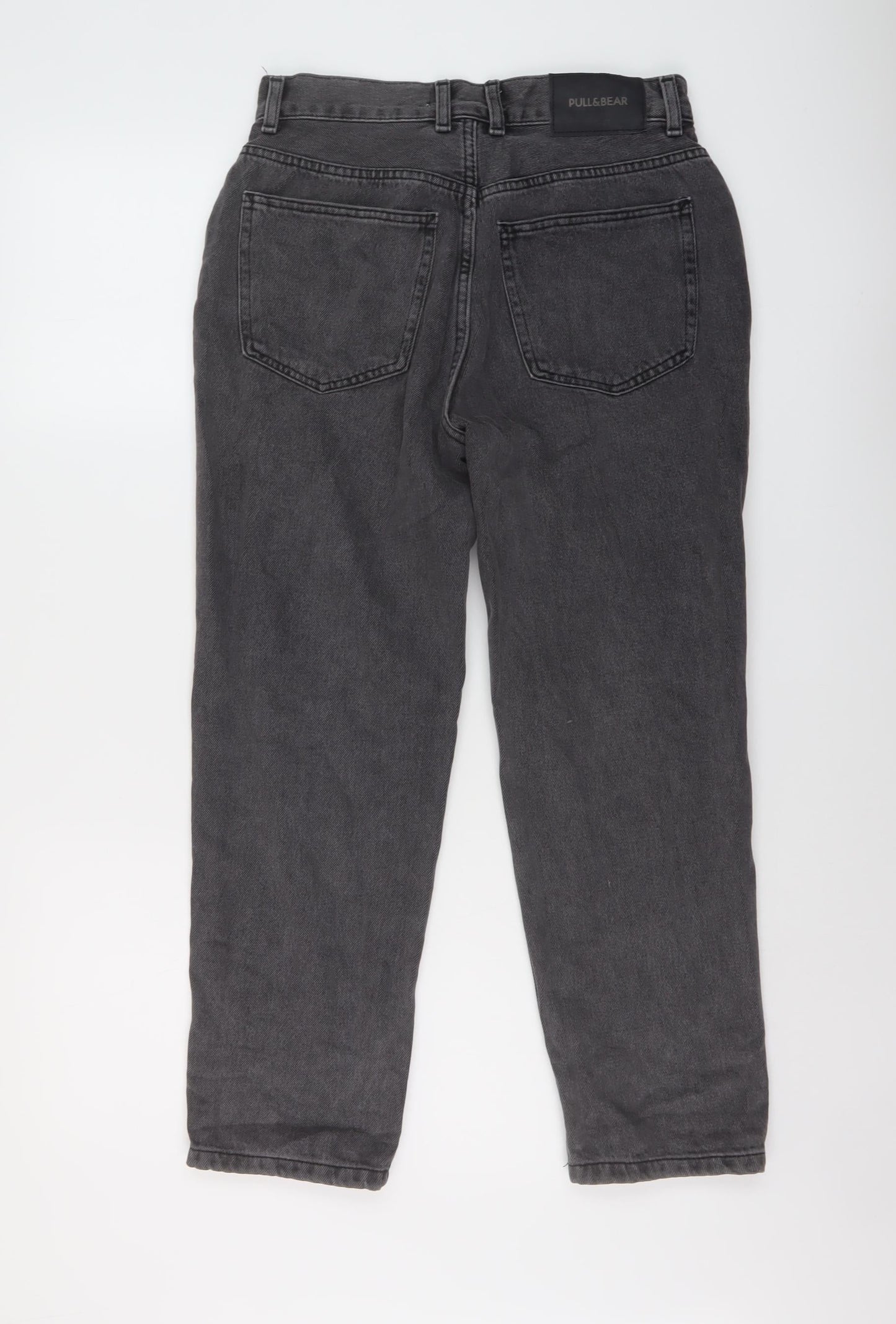 Pull&Bear Womens Grey Cotton Mom Jeans Size 10 L25 in Regular Button