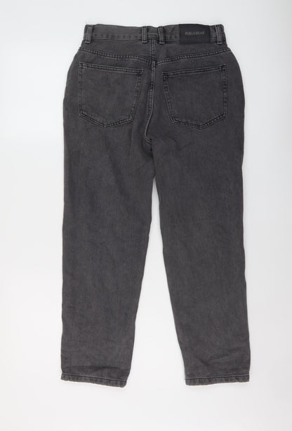 Pull&Bear Womens Grey Cotton Mom Jeans Size 10 L25 in Regular Button