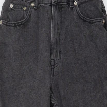 Pull&Bear Womens Grey Cotton Mom Jeans Size 10 L25 in Regular Button
