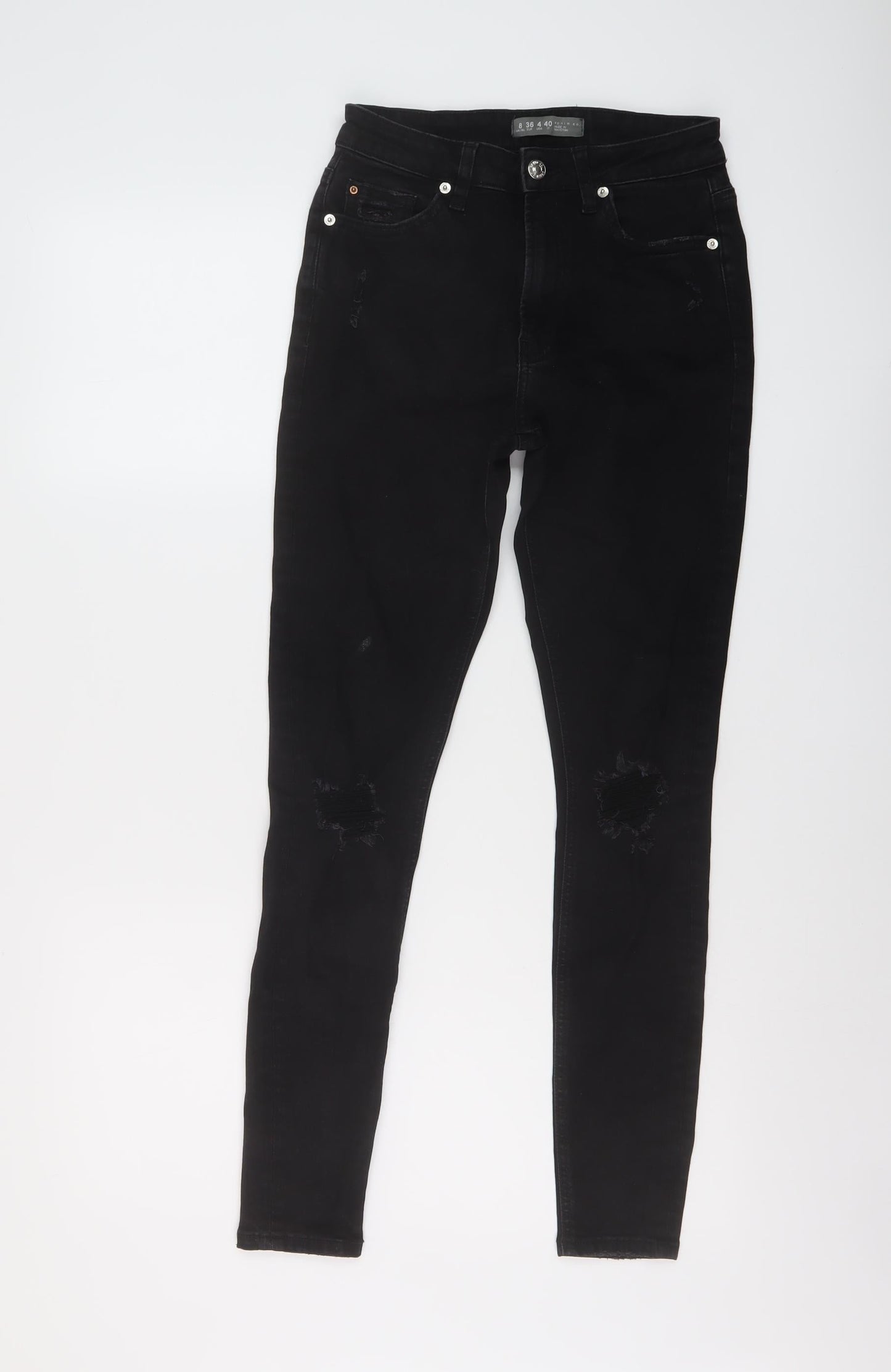Denim & Co. Womens Black Cotton Skinny Jeans Size 8 L27 in Regular Button