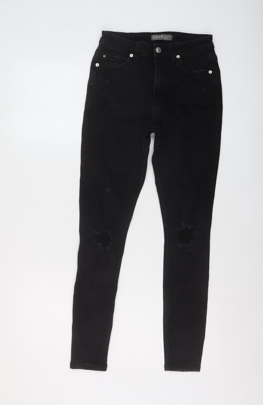 Denim & Co. Womens Black Cotton Skinny Jeans Size 8 L27 in Regular Button