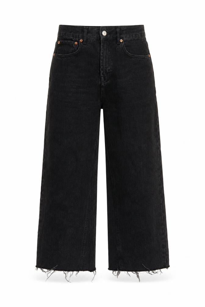Womens UK Size 28 in Topshop Regular Fit Wide-Leg Black Jeans