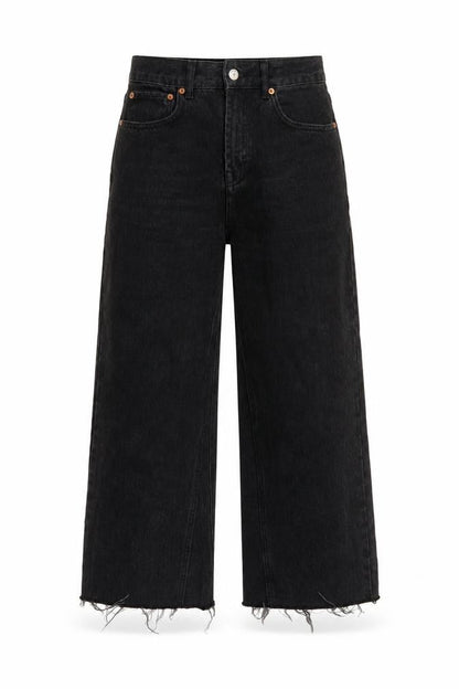 Womens UK Size 28 in Topshop Regular Fit Wide-Leg Black Jeans