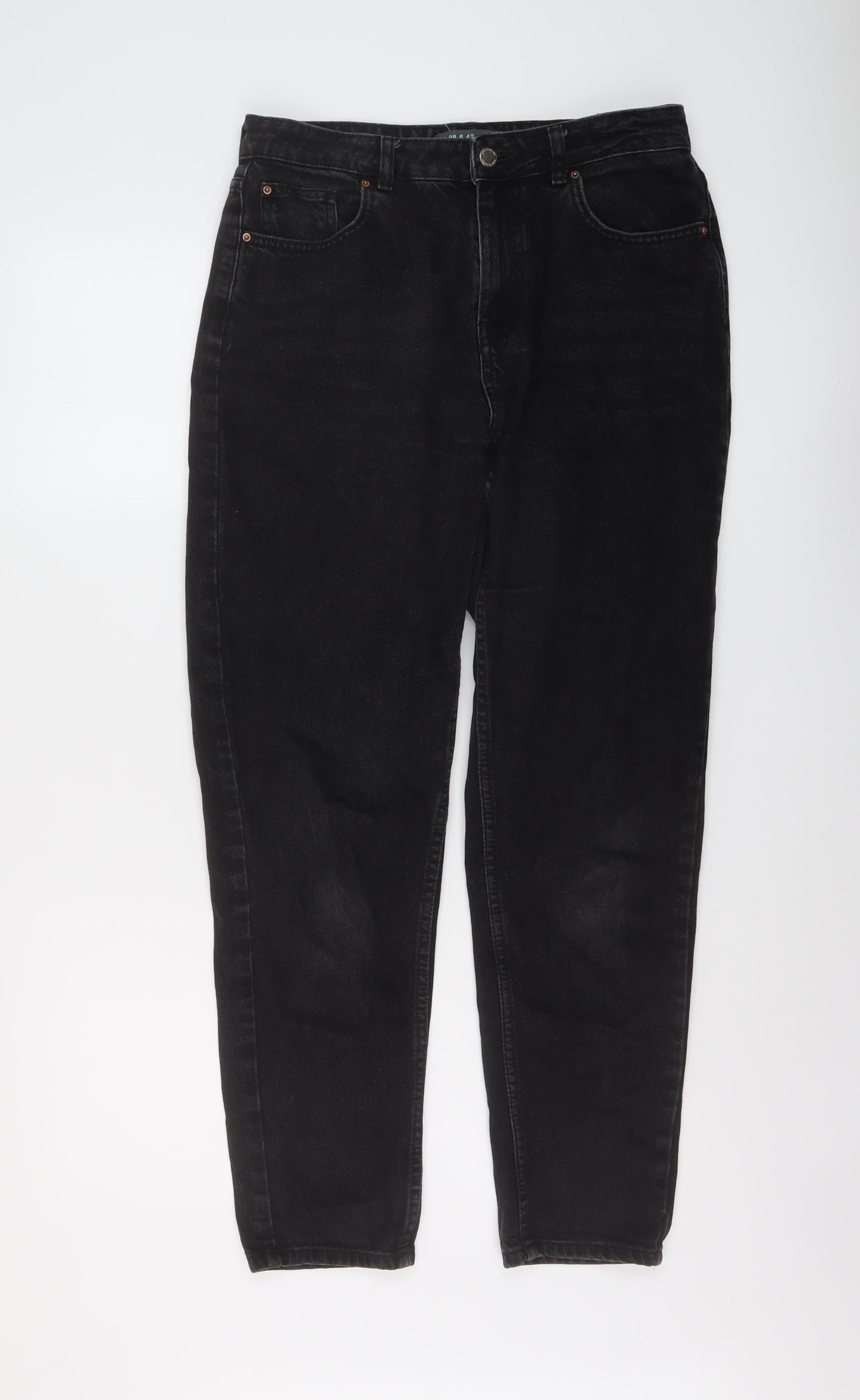 Denim & Co. Womens Black Cotton Mom Jeans Size 10 L28 in Regular Button
