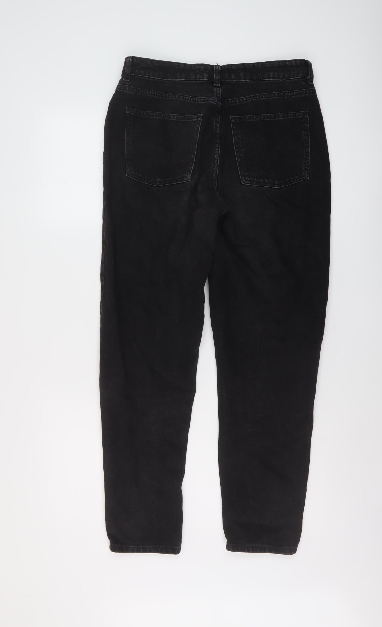 Denim & Co. Womens Black Cotton Mom Jeans Size 10 L28 in Regular Button