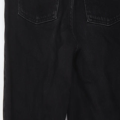 Denim & Co. Womens Black Cotton Mom Jeans Size 10 L28 in Regular Button