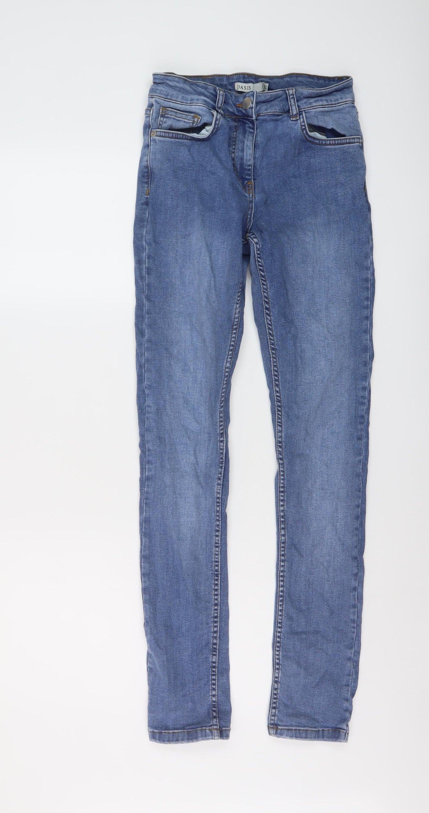 Oasis Womens Blue Cotton Skinny Jeans Size 8 L30 in Regular Button