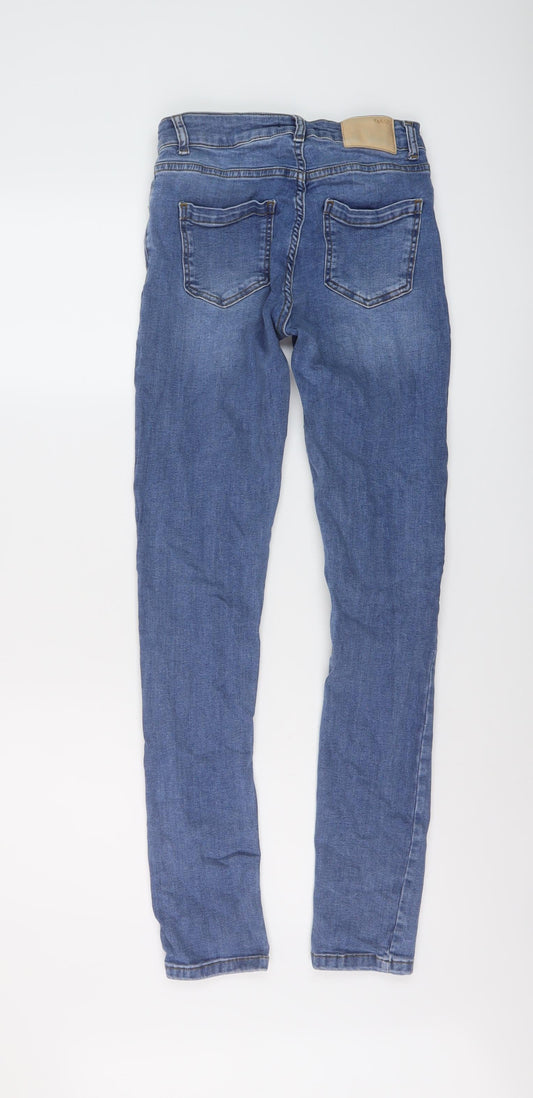 Oasis Womens Blue Cotton Skinny Jeans Size 8 L30 in Regular Button