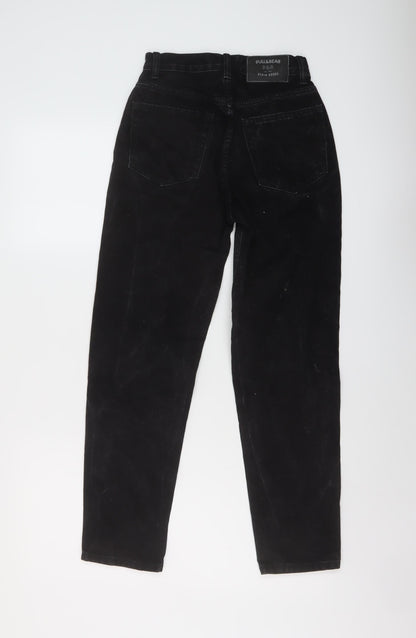 Pull&Bear Womens Black Cotton Mom Jeans Size 4 L27 in Regular Button