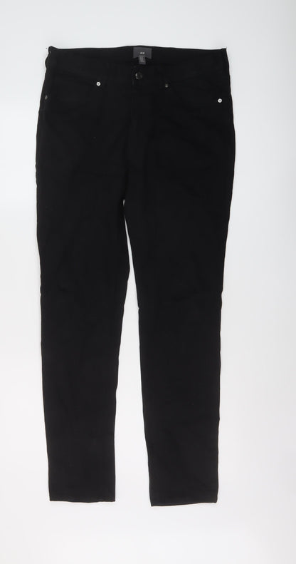 H&M Mens Black Cotton Straight Jeans Size 31 in L30 in Regular Button