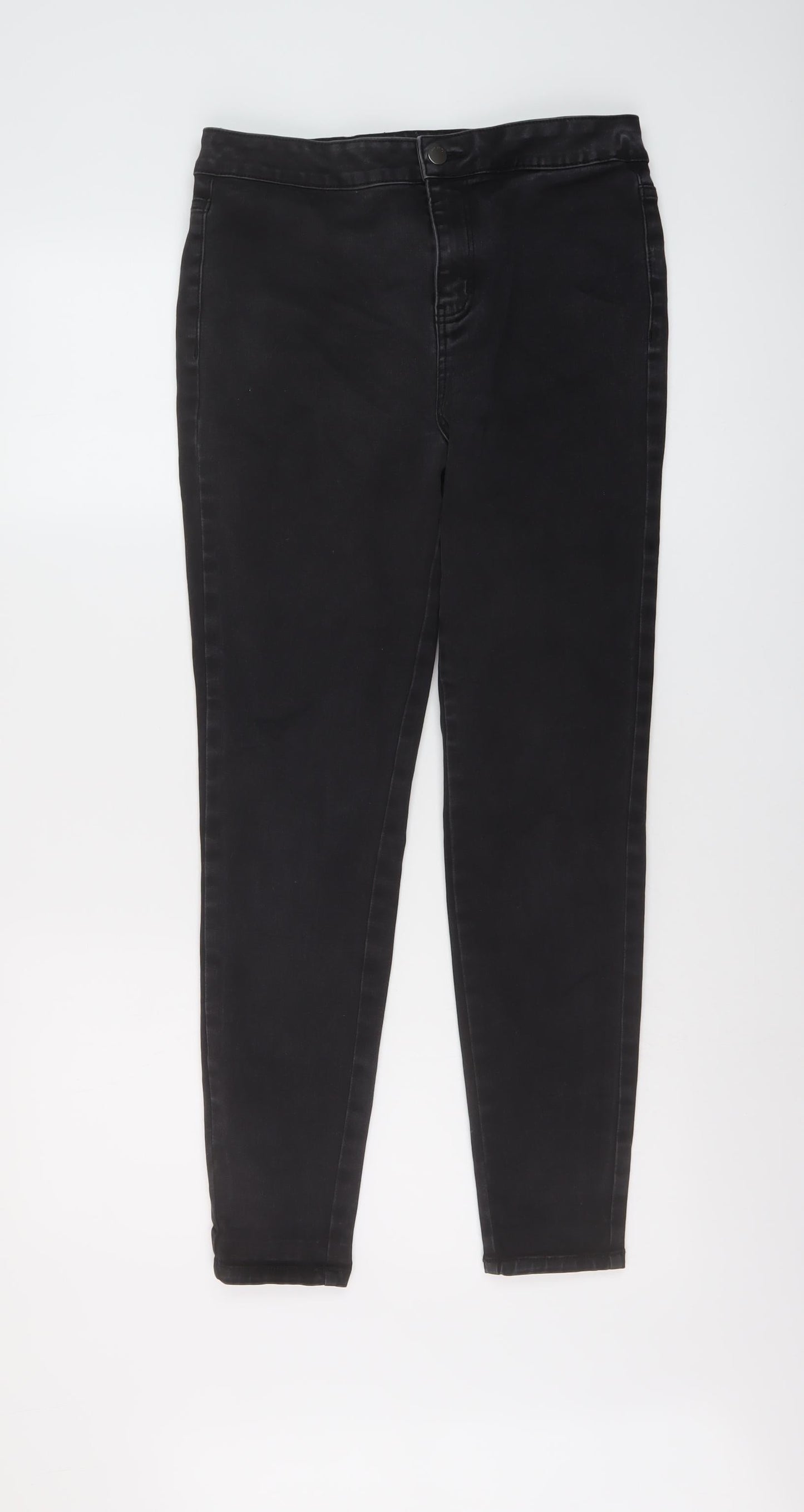 TU Womens Grey Cotton Skinny Jeans Size 14 L27 in Regular Button