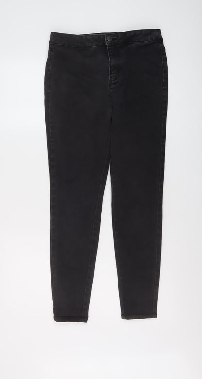 TU Womens Grey Cotton Skinny Jeans Size 14 L27 in Regular Button