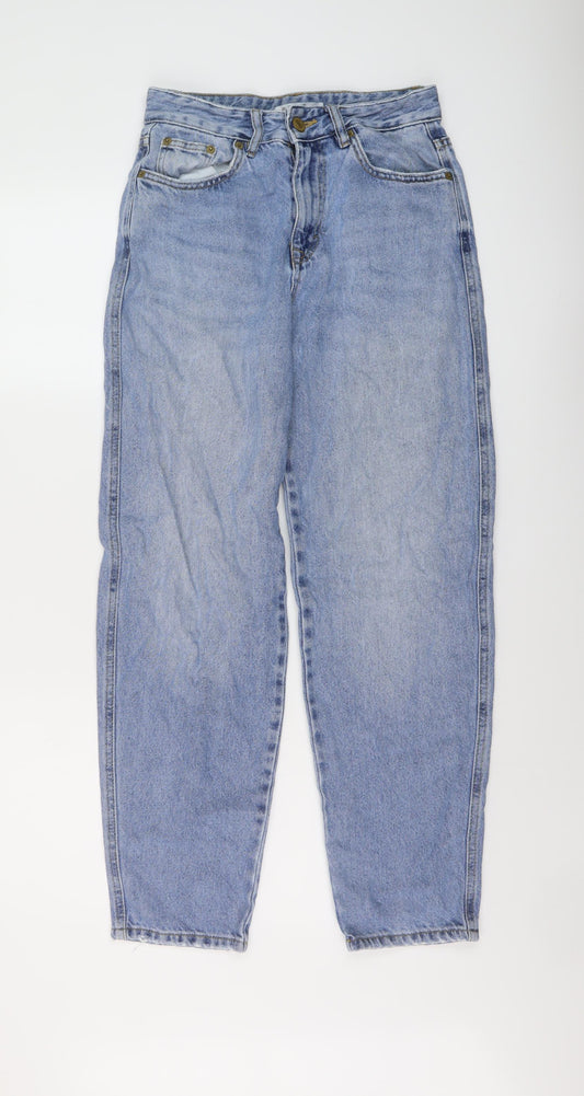 Pull&Bear Womens Blue Cotton Mom Jeans Size 6 L28 in Regular Button
