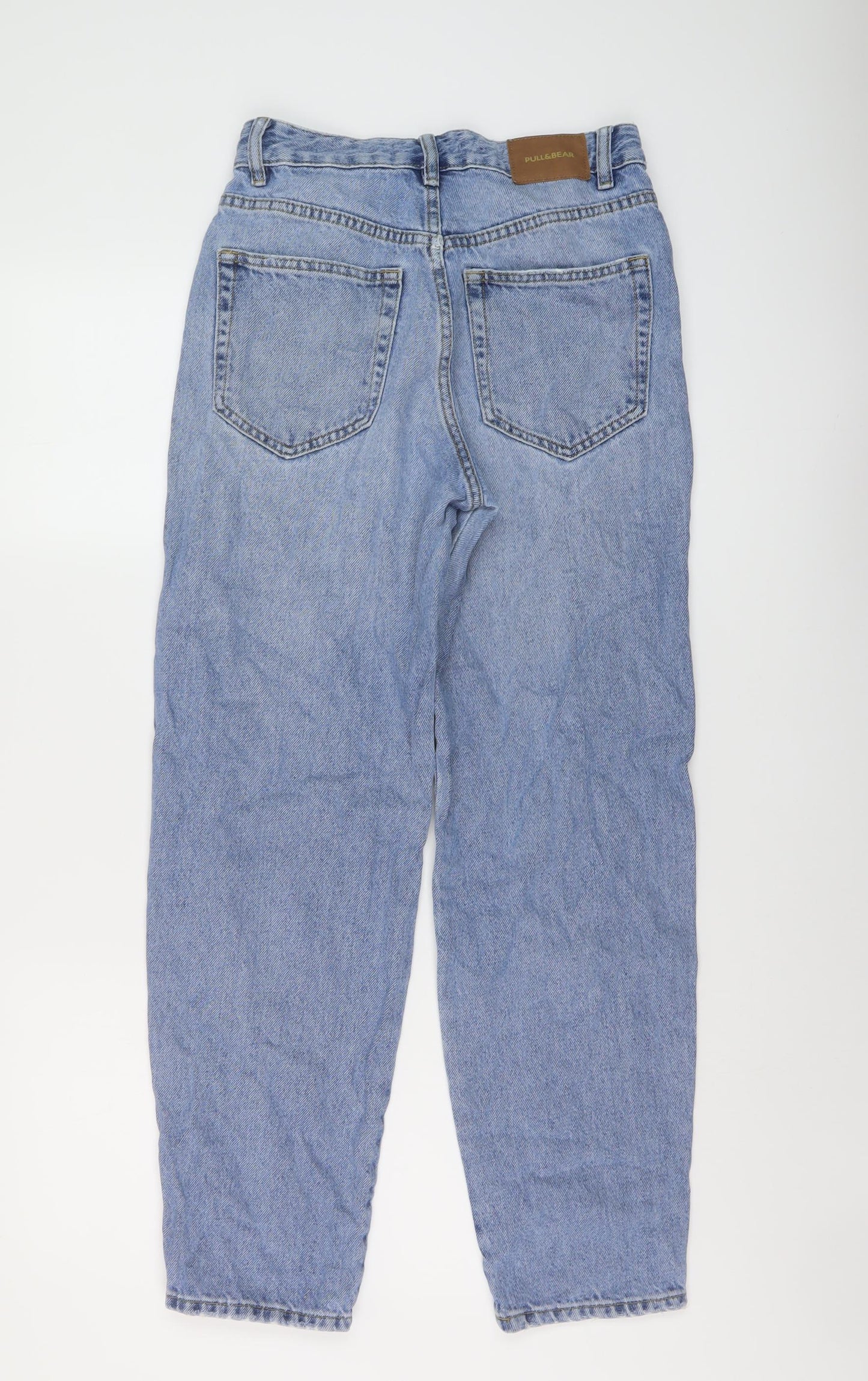 Pull&Bear Womens Blue Cotton Mom Jeans Size 6 L28 in Regular Button