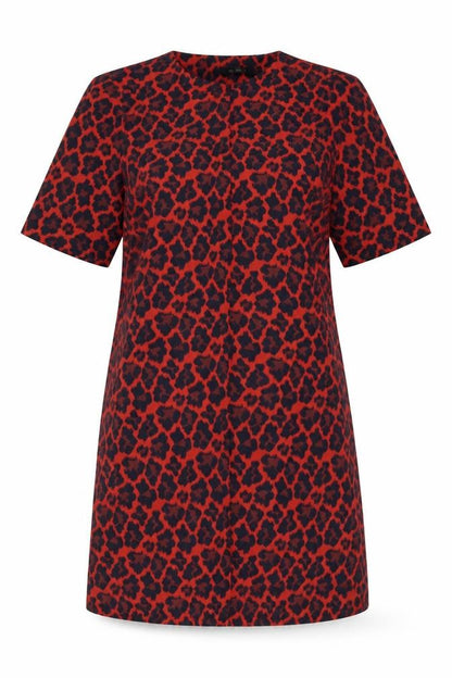 NEXT Womens Red Animal Print Cotton A-Line Size 10 Round Neck Zip