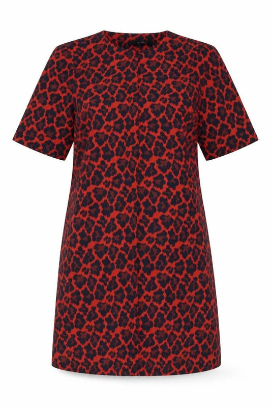 NEXT Womens Red Animal Print Cotton A-Line Size 10 Round Neck Zip