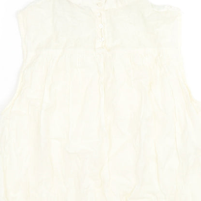 Zara Womens Ivory Polyester Camisole Blouse Size M Mock Neck - Lace Detail