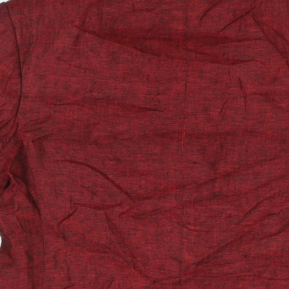 Leemans Mens Red Polyester Jacket Suit Jacket Size 38 Regular - Velvet Trim Detail