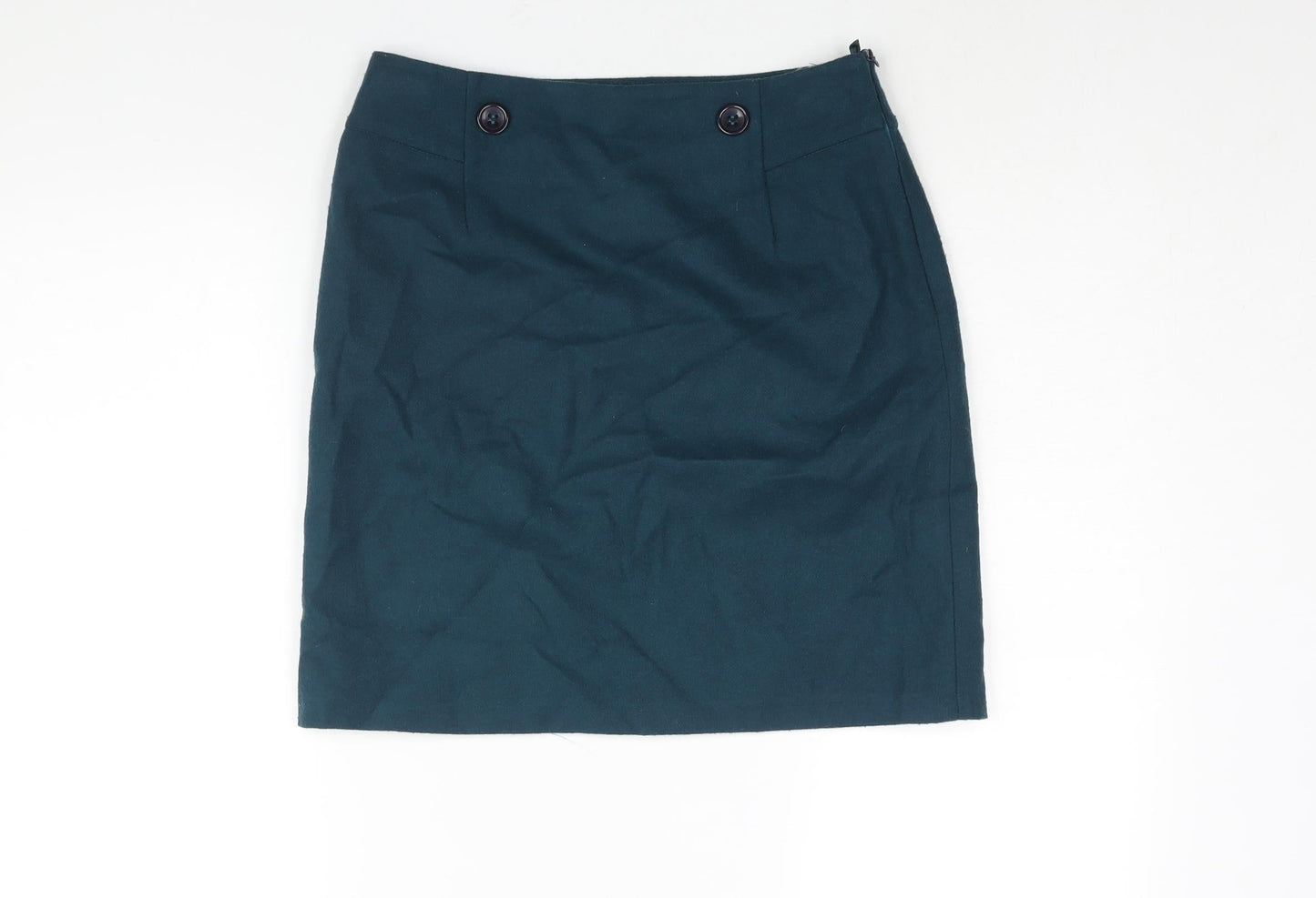 SKS Womens Blue Acrylic Straight & Pencil Skirt Size 28 in Zip - Button Detail
