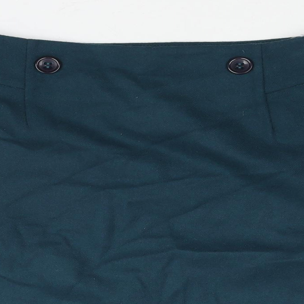 SKS Womens Blue Acrylic Straight & Pencil Skirt Size 28 in Zip - Button Detail
