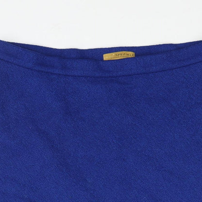 Per Una Womens Blue Wool A-Line Skirt Size 14 Zip