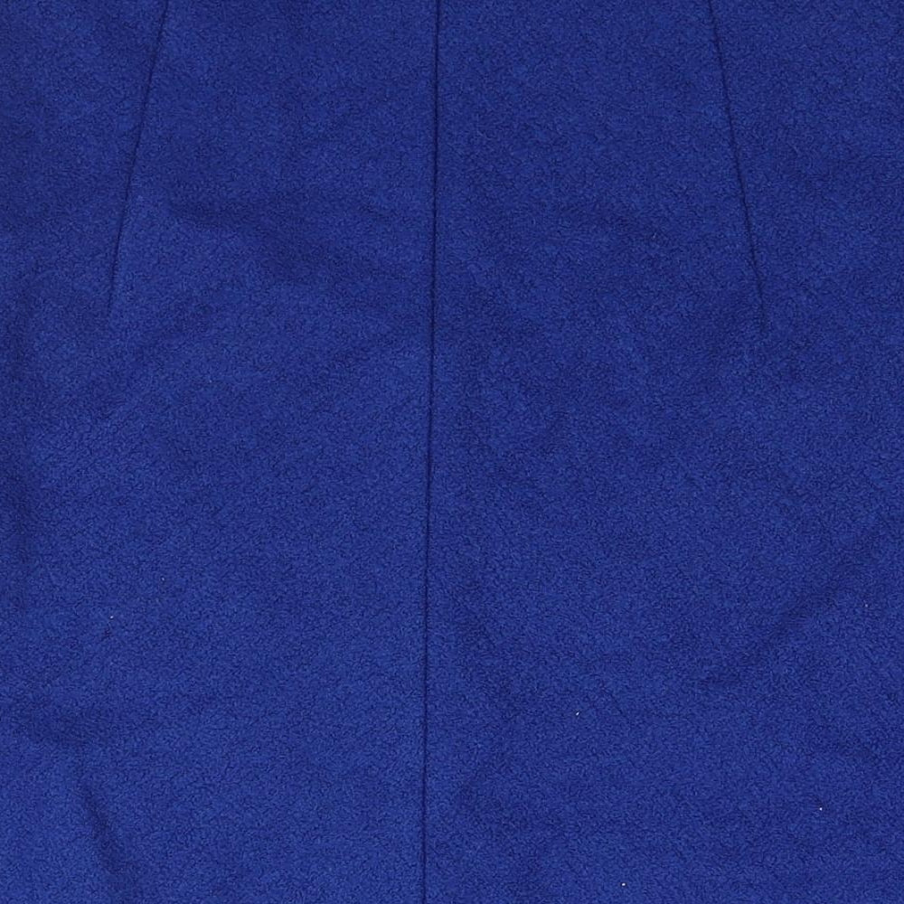 Per Una Womens Blue Wool A-Line Skirt Size 14 Zip