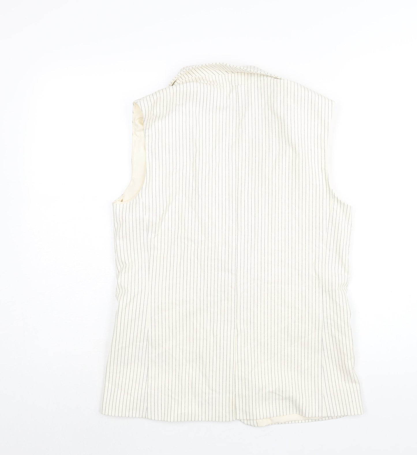 Marks and Spencer Womens Ivory Pinstripe Polyester Jacket Suit Waistcoat Size 8