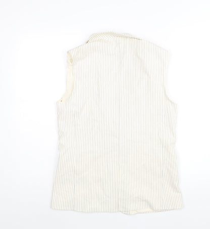 Marks and Spencer Womens Ivory Pinstripe Polyester Jacket Suit Waistcoat Size 8