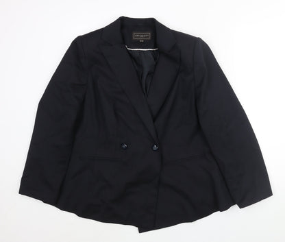 Ann Harvey] Womens Black Polyester Jacket Suit Jacket Size 16