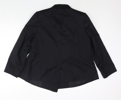 Ann Harvey] Womens Black Polyester Jacket Suit Jacket Size 16